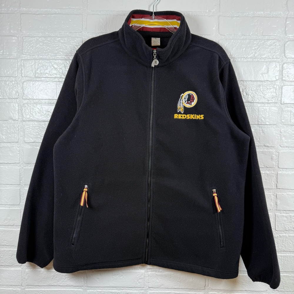 NFL Washington Redskins Jacket Mens L Black Fleece Embroidered Full Zip Football